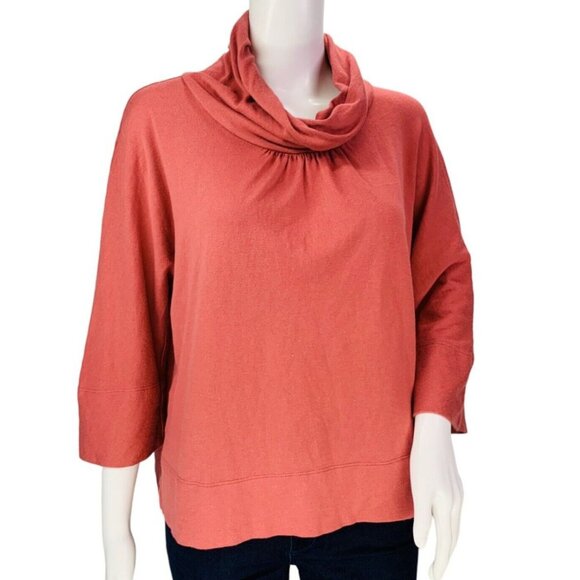 J Jill Womens Cowl Neck Sweater Cotton Modal Salmon Pink Pull Over Size S - Picture 2 of 14